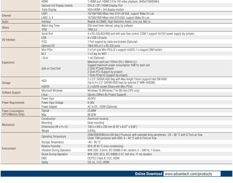 研華EIS-S230 研華 EIS-S230，邊緣計算系統(tǒng)服務(wù)器，支持Intel 第六代、第七代處理器，可選i3/i5/i7 Xeon CPU，DDR4 最高32GB，最多可支持4 x 2.5寸硬盤，具備豐富擴(kuò)展接口 4 x LAN，4 x COM，8 x USB，2 x PCIE。產(chǎn)品生命周期長，穩(wěn)定可靠。