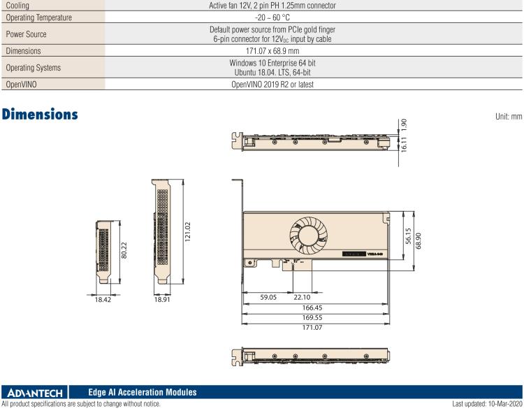 研華VEGA-340 基于Intel Movidius? Myriad? X VPU，PCIe x4 Edge AI 模塊，VPU*4 or VPU*8