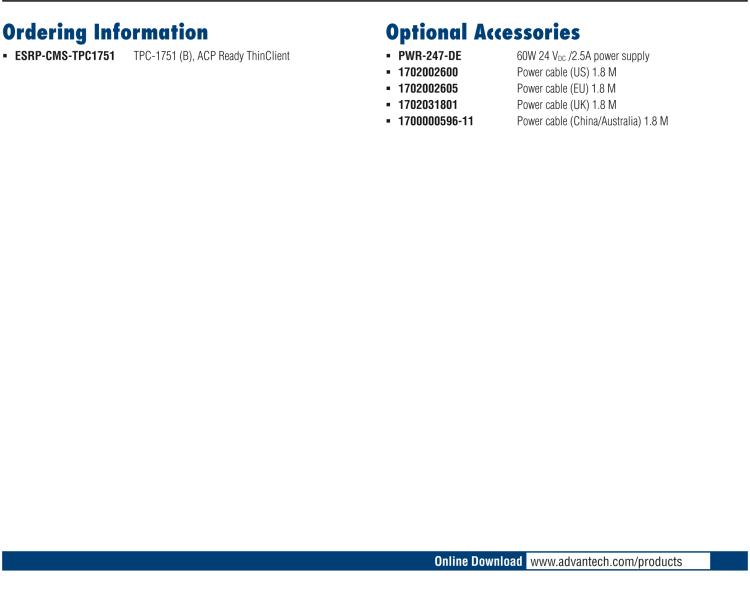 研華ESRP-CMS-TPC1751 Realize the true value of thin client and centralized management technologies with Advantech’s ThinManager compatible industrial thin clients.