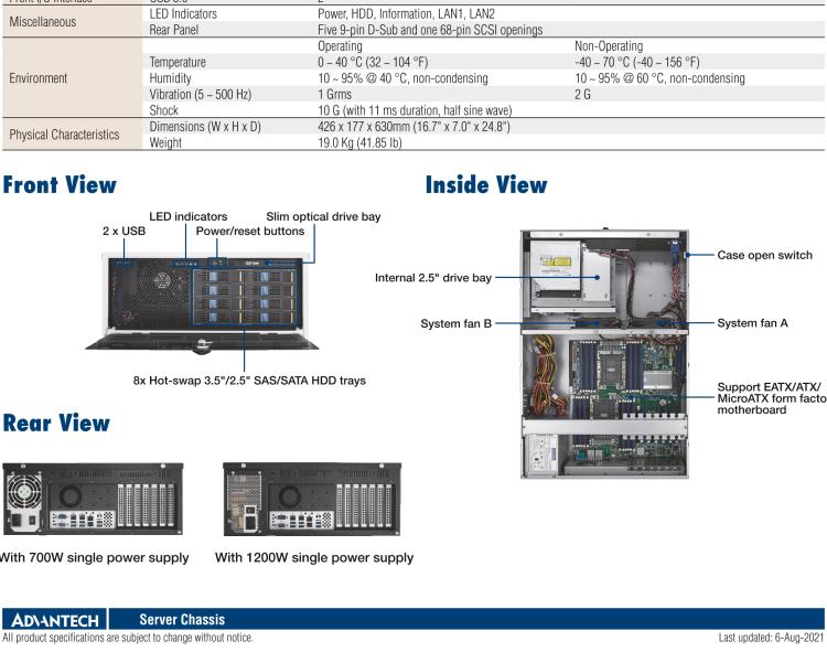 研華HPC-7484 4U Rackmount / Tower Chassis for EATX/ATX/MicroATX Motherboard with 8 Hot Swap Drive Trays