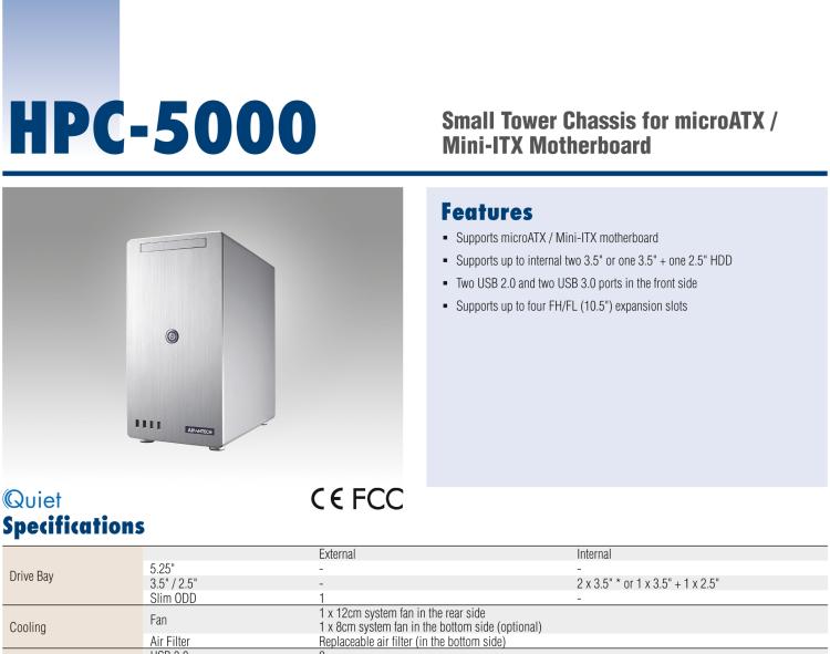 研華HPC-5000 microATX / Mini-ITX主板的小型塔式機箱