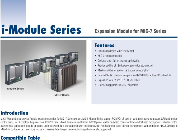 研華MIC-75S20 帶1個(gè)PCIe x16、1個(gè)PCIe x4、2個(gè)2.5" HDD/SSD托架的2插槽擴(kuò)展i-Module