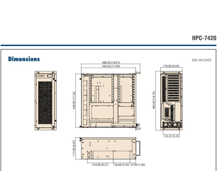 研華HPC-7420 用于EE-ATX/EATX/ATX主板的4U 短深度服務(wù)器機箱，帶有11個FH/FL擴展插槽