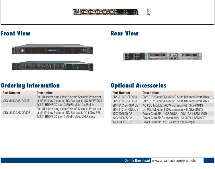 研華SKY-8132S Compact 1U Edge Server based on 3rd Gen Intel? Xeon? Scalable Processors