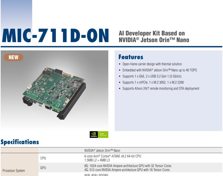 研華MIC-711D-ON NVIDIA? Jetson Orin? Nano 開發(fā)套件