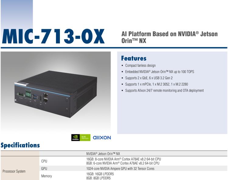 研華MIC-713-OX AI System Based on NVIDIA? Jetson Orin? NX