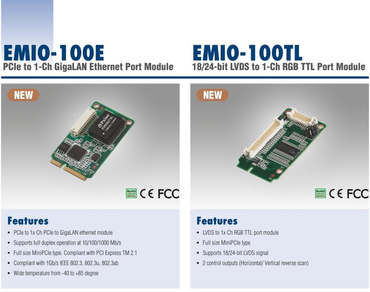 研華EMIO-100E GigaLAN 以太網(wǎng)模塊、1-Ch、PCIe I/F