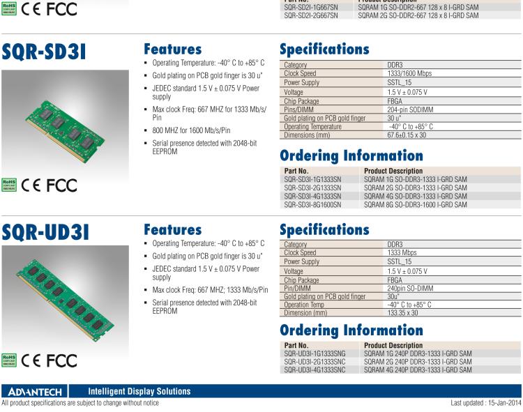 研華SQR-SD2I 工業(yè)級(jí) DDR2 SODIMM