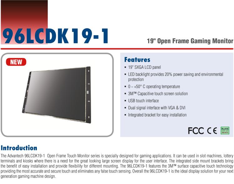 研華96LCDK19-1 19" Open Frame Gaming Monitor