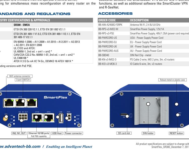 研華BB-SR30010110-SWH SmartFlex, Global, 5x Ethernet, Wi-Fi, Plastic, Without Accessories