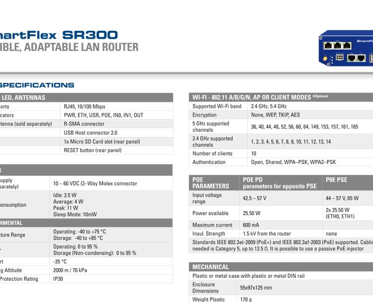 研華BB-SR30010110-SWH SmartFlex, Global, 5x Ethernet, Wi-Fi, Plastic, Without Accessories