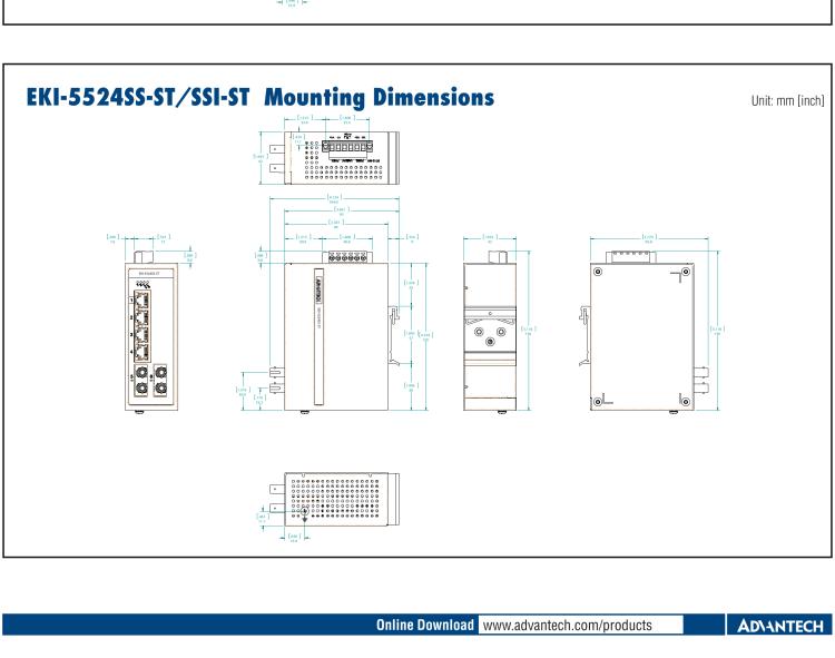 研華EKI-5524SSI 2光4電百兆ProView(組態(tài))系列工業(yè)以太網(wǎng)交換機(jī)(包含單模/多模、SC/ST接口)