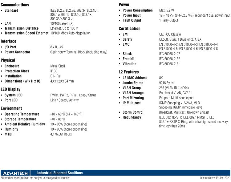 研華EKI-5528-PNMA 8端口支持 PROFINET MRP Master 協(xié)議簡易網(wǎng)管型工業(yè)交換機