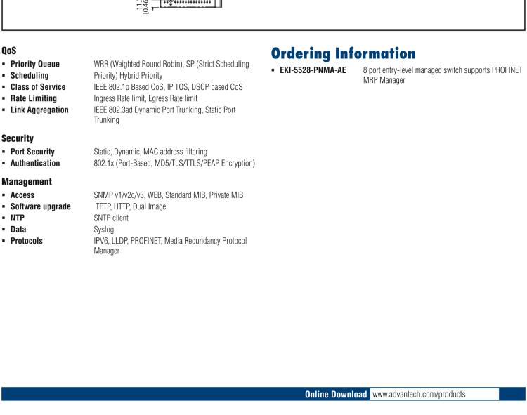 研華EKI-5528-PNMA 8端口支持 PROFINET MRP Master 協(xié)議簡易網(wǎng)管型工業(yè)交換機