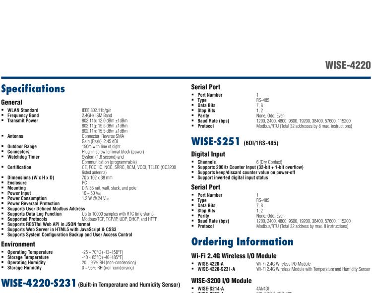 研華WISE-4220-S231 內(nèi)置溫濕度傳感器物聯(lián)網(wǎng)無線傳感器節(jié)點