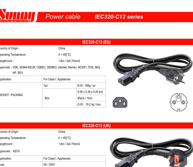 研華BB-PWRCORD-UK Power Cord 1.8m with UK plug