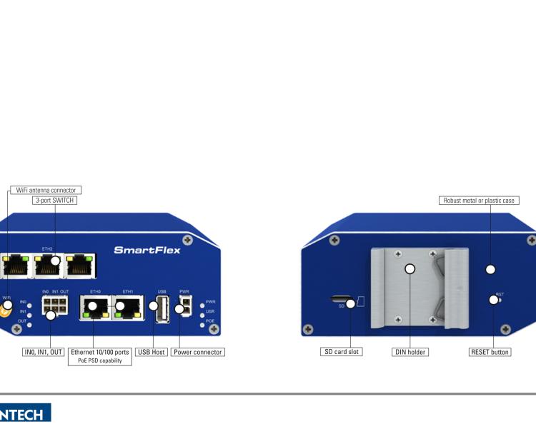 研華BB-SR30000120-SWH SmartFlex、LTE 路由器、5E、USB、2I/O、SD、SL、SWH