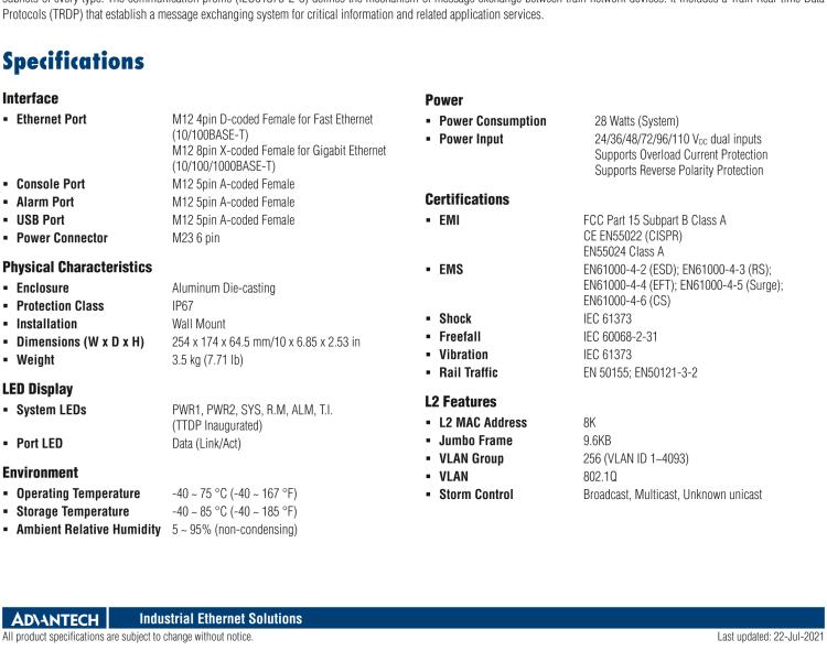 研華EKI-9512G-4GETB ETB Router with 8 x Giga Ethernet + 4 x Giga Ethernet(bypass) with dual wide voltage power input