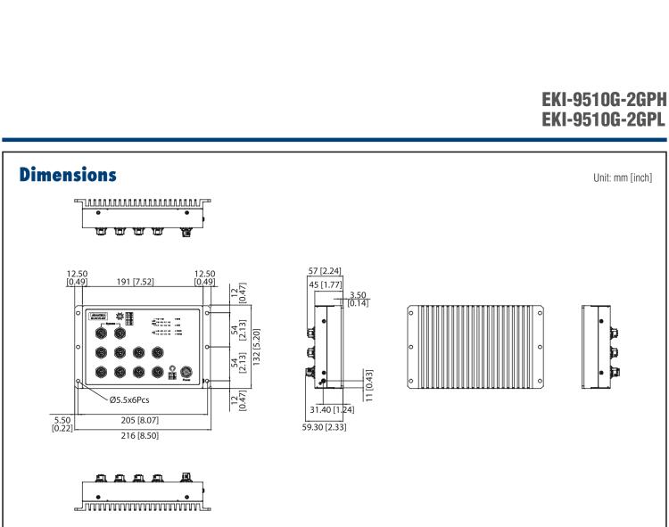 研華EKI-9510G-2GPH EN50155 Unmanaged PoE Ethernet Switch with 10xGE(2bypass), 72-110 VDC