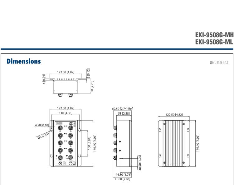 研華EKI-9508G-ML EN50155 Managed Ethernet Switch with 8GE, 24-48 VDC