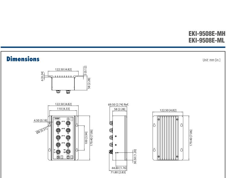 研華EKI-9508E-MH 8個(gè)百兆M12端口非網(wǎng)管EN50155交換機(jī)， 支持72/96/110 VDC供電