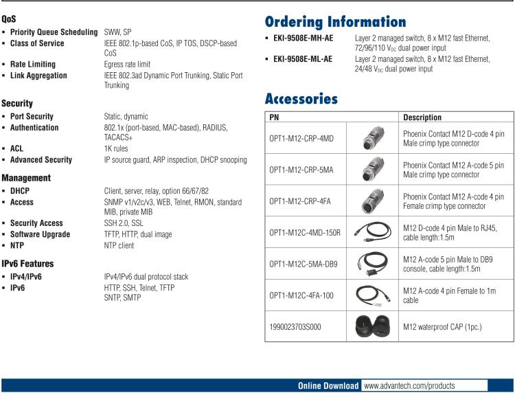 研華EKI-9508E-MH 8個(gè)百兆M12端口非網(wǎng)管EN50155交換機(jī)， 支持72/96/110 VDC供電