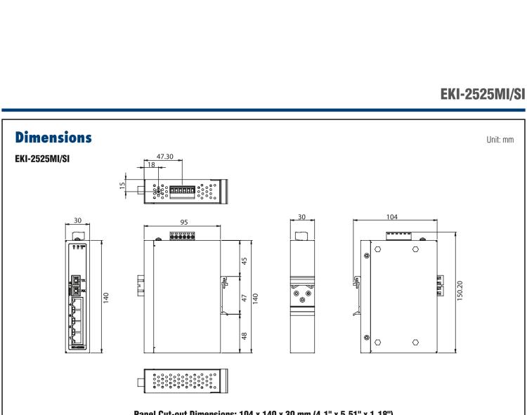 研華EKI-2525SI-ST 4FE+1FE ST Single-mode Unmanaged Ethernet Switch, -40~75℃