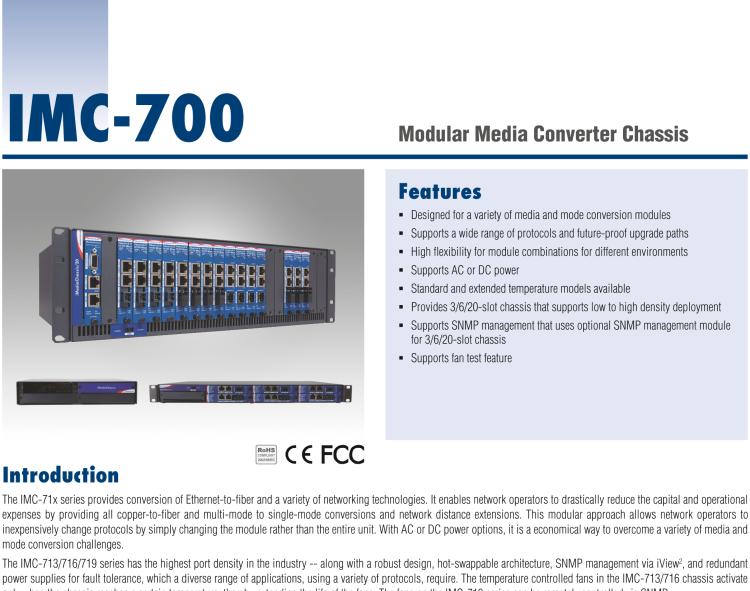 研華IMC-719-2AC 智能模塊化20插槽光電轉(zhuǎn)換器專用機(jī)箱，2交流電源，不帶電源線