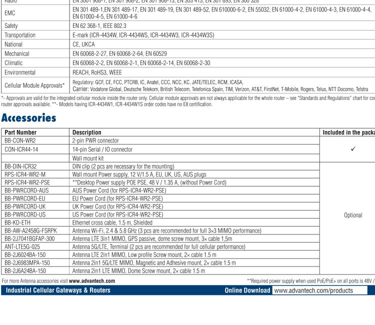 研華ICR-4434 ICR-4400, GLOBAL, 5x Ethernet, 1x RS232, 1x RS485, CAN, SFP, USB, SD, Without Accessories