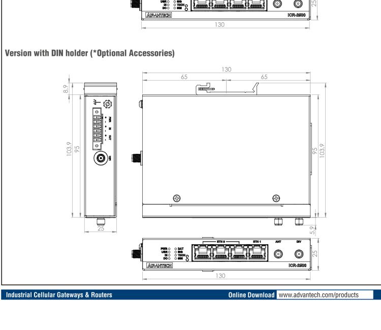 研華ICR-2531 ICR-2500, EMEA, 4x Ethernet , Metal, Without Accessories