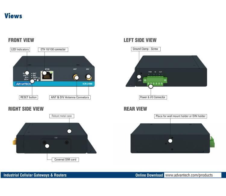 研華ICR-2041 ICR-2000, NAM, 1x Ethernet, Metal, Without Accessories