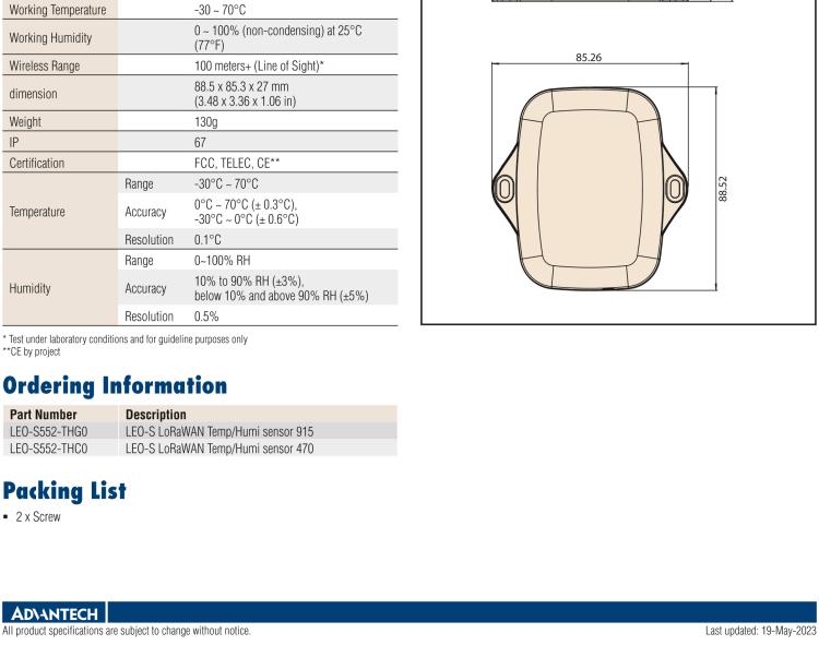 研華LEO-S55 LoRaWAN Temperature/Humidity Sensor for Cold Chain and Hot Environments