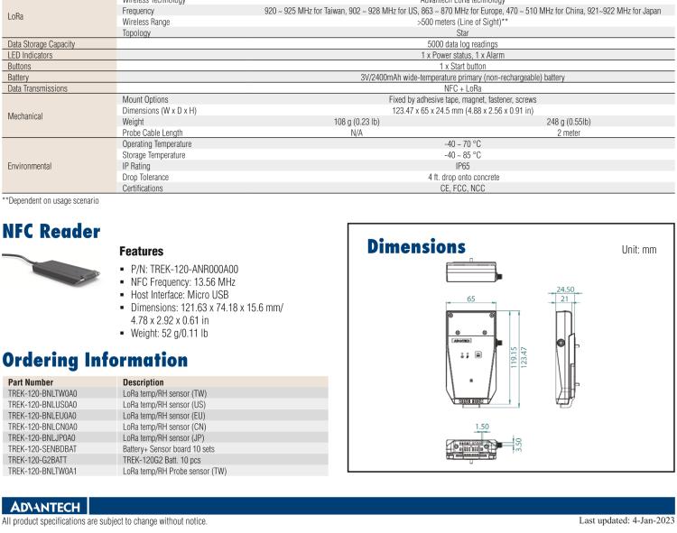 研華USM-S62 LoRa網關，用于 TREK-120 溫濕度傳感器