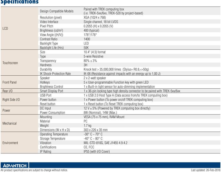 研華TREK-306DH 10寸智能車載顯示器