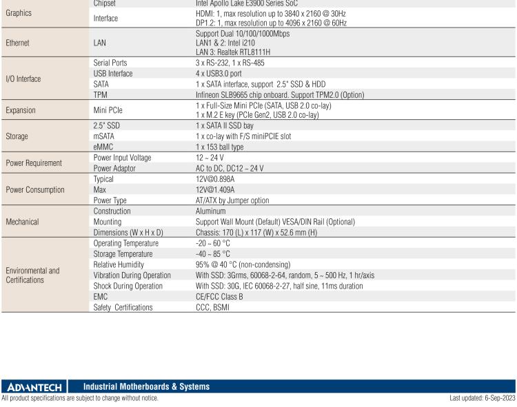 研華EPC-U2217 Intel Atom第六代Apollo Lake無風(fēng)扇嵌入式工控機，3LAN，板載eMMC，CANBUS