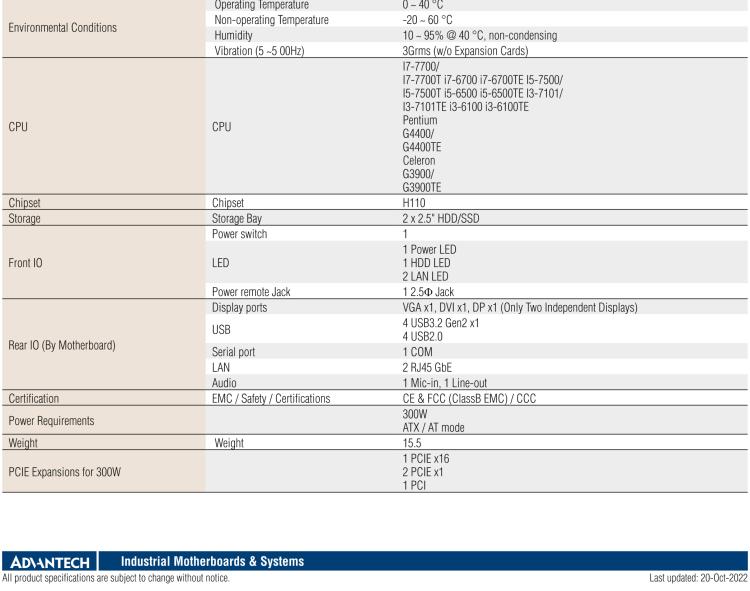 研華EPC-B5505 適配Intel? 第6/7代 Core ? i/Xeon E3系列處理器，搭載H110芯片組。標(biāo)準(zhǔn)4U上架，廣泛適用于各種行業(yè)。