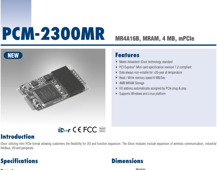 研華PCM-2300MR MR4A16B, NV-RAM, MRAM, 2MByte, mPCIe