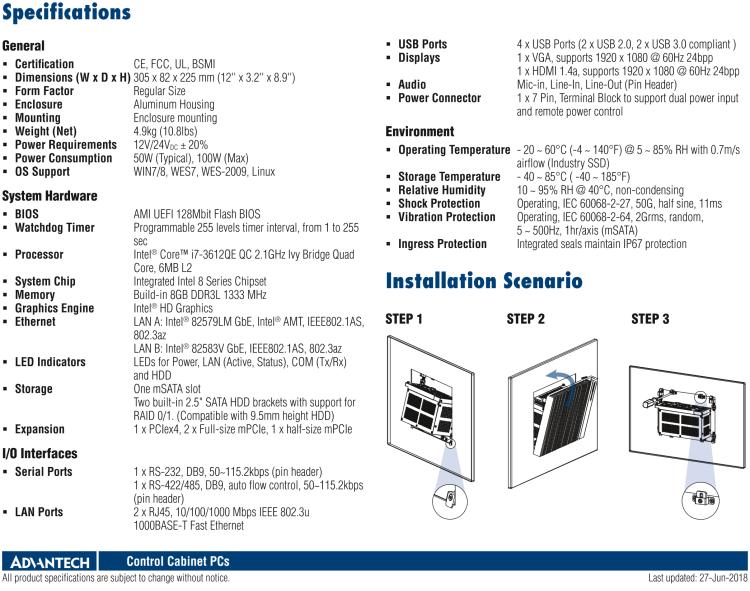 研華UNO-3483G 高效能嵌入式無風(fēng)扇工業(yè)電腦，搭配 Intel? Core? i7 處理器，2 x GbE, 2 x mPCIe, HDMI/VGA