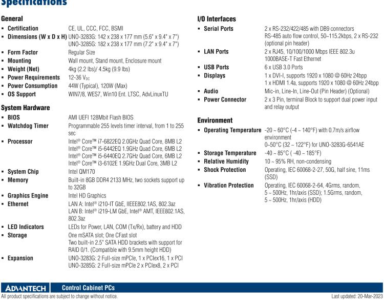 研華UNO-3285G 高效能嵌入式無(wú)風(fēng)扇工業(yè)電腦，搭配Intel? Core? i 處理器，4×PCI(e) 擴(kuò)展槽, 2×GbE, 2×mPCIe, HDMI, DVI-I