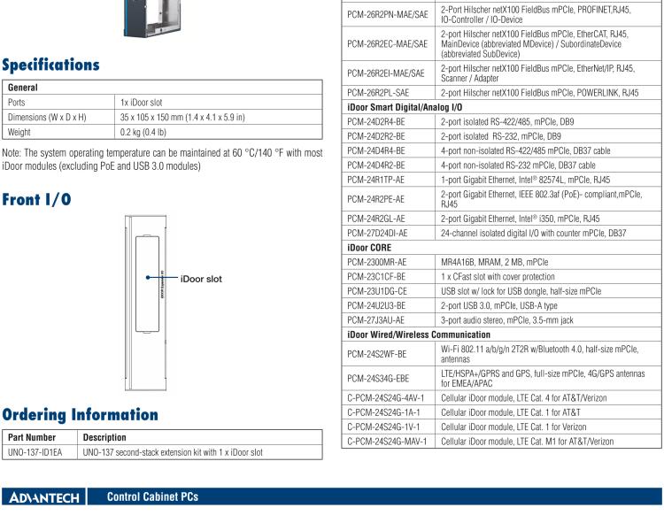 研華UNO-137 DIN導軌控制器，配備Intel?Atom?E3940 CPU、2個LAN、2個COM、3個USB 3.0、1個USB 2.0、2個DP 1.2、8個DI、8個DO、1個M.2、1個mPCIe、TPM 2.0