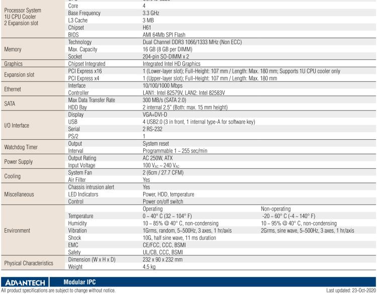 研華AiMC-3200 智能微型工控機，Intel Core i7/i5/i3 CPU,2 擴展槽，250W 80 Plus PSU