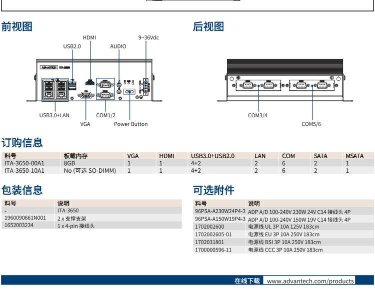 研華ITA-3650 Intel?第六/七代桌面級(jí)處理器 車(chē)載AI計(jì)算單元