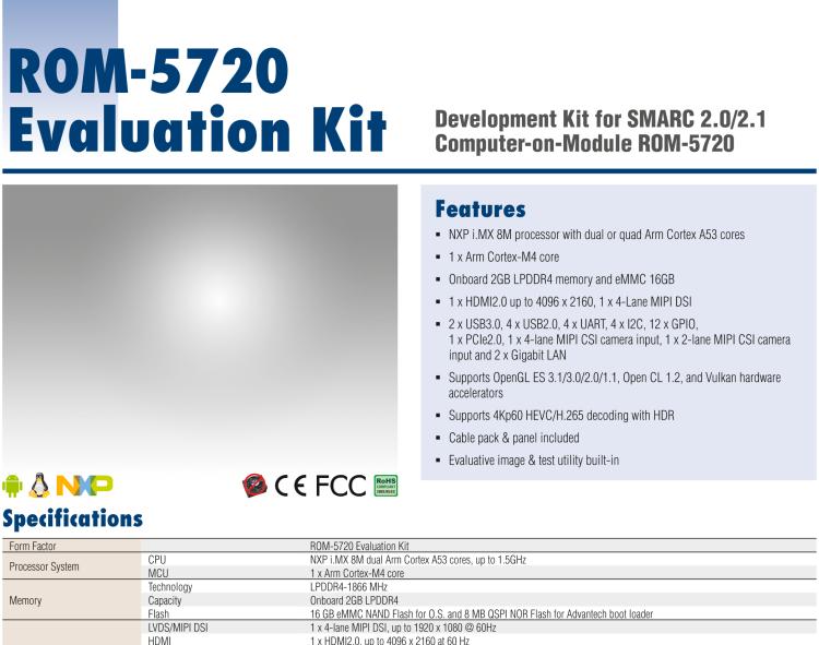 研華ROM-DK5720 研華SMARC 2.0/2.1核心板ROM-5720開發(fā)評估套件