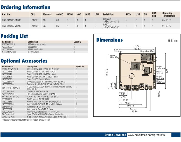 研華RSB-6410 基于NXP ARM Cortex-A9 i.MX6 Dual/Quad 的Mini-ITX工業(yè)主板， 支持Linux Yocto/Android