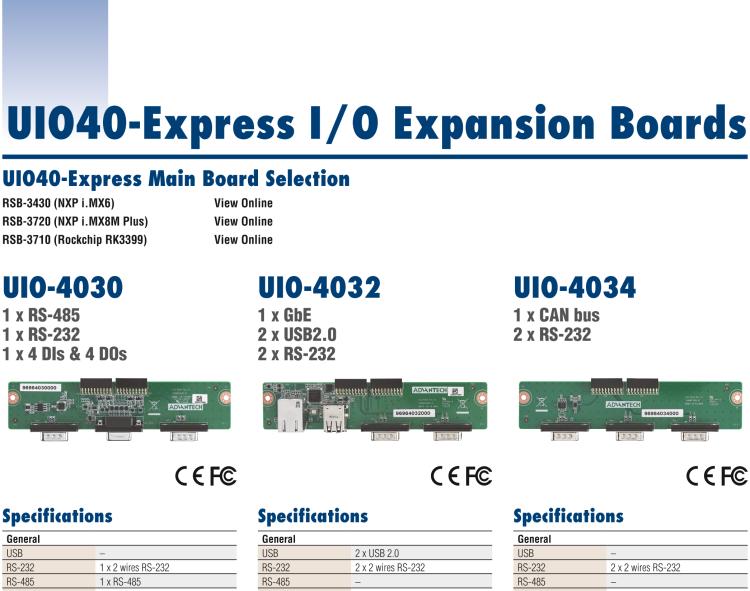 研華UIO-4030 UIO40-Express I/O 擴展卡，支持 1 2 wires RS-232, 1 RS-485 和 8 GPIO (-24~24V input level)