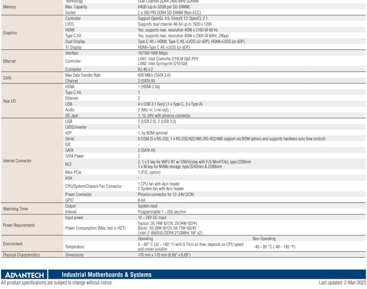 研華AIMB-233 板載Intel? 第8代 Core i 處理器。擁有Type C接口，滿足各類擴展需求。低功耗，超薄緊湊，無風扇設計，支持寬溫寬壓，性能強勁。