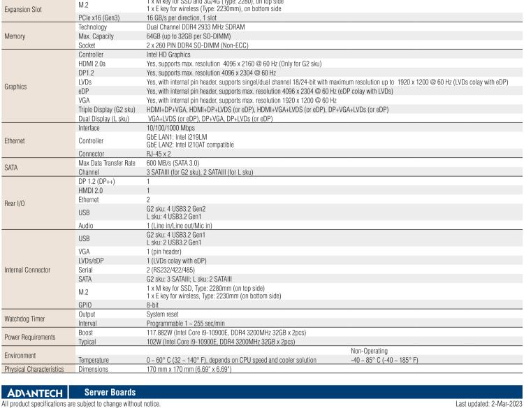 研華AIMB-277 適配Intel? 第10代 Core? i 系列處理器，搭載Q470E芯片組。性能強(qiáng)勁，適用于高端應(yīng)用領(lǐng)域。