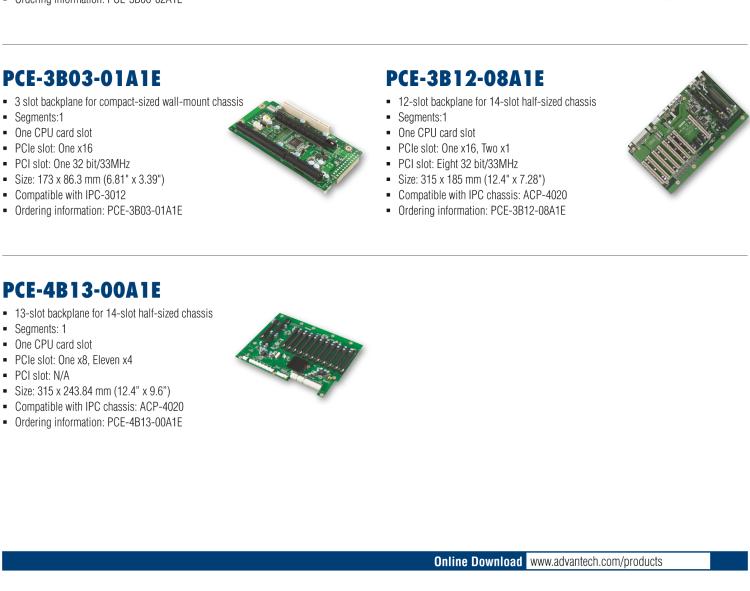 研華PCE-4B13 PICMG 1.3 Half-size server-grade SHB Backplanes, Compactable with PCE-4000 series and IPC chassis: ACP-4020