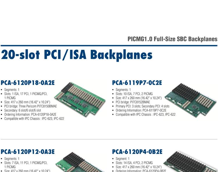 研華PCA-6120P12-0A2E 20 槽 PICMG BP, 7ISA, 11 PCI,1PICMG,1PICMG/PCI