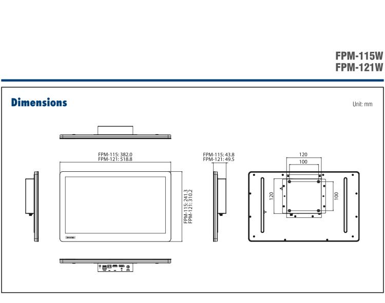 研華FPM-115W 15.6" Full HD工業(yè)顯示器P-CAP觸控